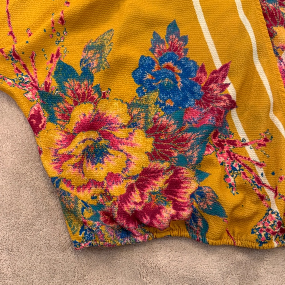 Flying Tomato Boho Floral Wrap Kimono Sleeve Crop Top Festival Summer Beach Sz L - Picture 7 of 13